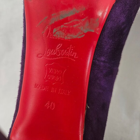 Christian Louboutin Fifi 100 Suede Pumps Purple - Size 10 - Picture 11 of 13